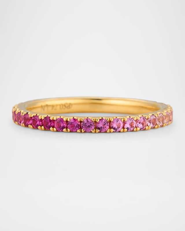 18K Yellow Gold Ombre Pink Sapphire Ring